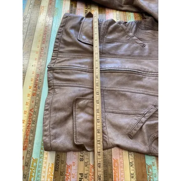 Y2K Vintage Moto Jacket Italian Leather Zip Brown SR Clothing Womens L READ - Picture 8 of 16